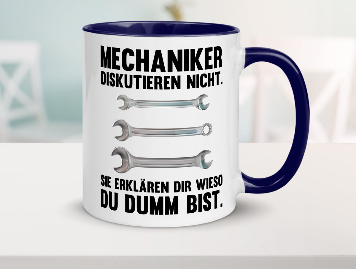 Mechaniker Diskutieren nicht sie erklären nur wieso Geschenkidee Tierliebhaber Tasse