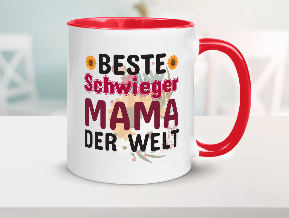 Beste Schwiegermama | Schwiegermutter Tasse Blumen Humor Familie Geschenkidee