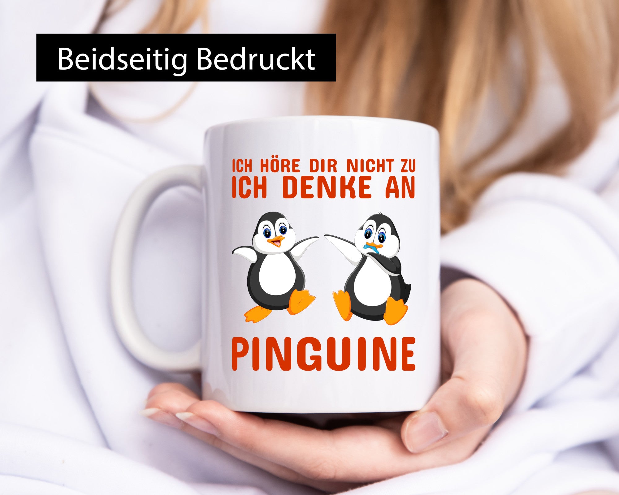 Ich denke an Pinguine | süßer Pinguin Motiv Tasse lustiger Spruch Geschenk