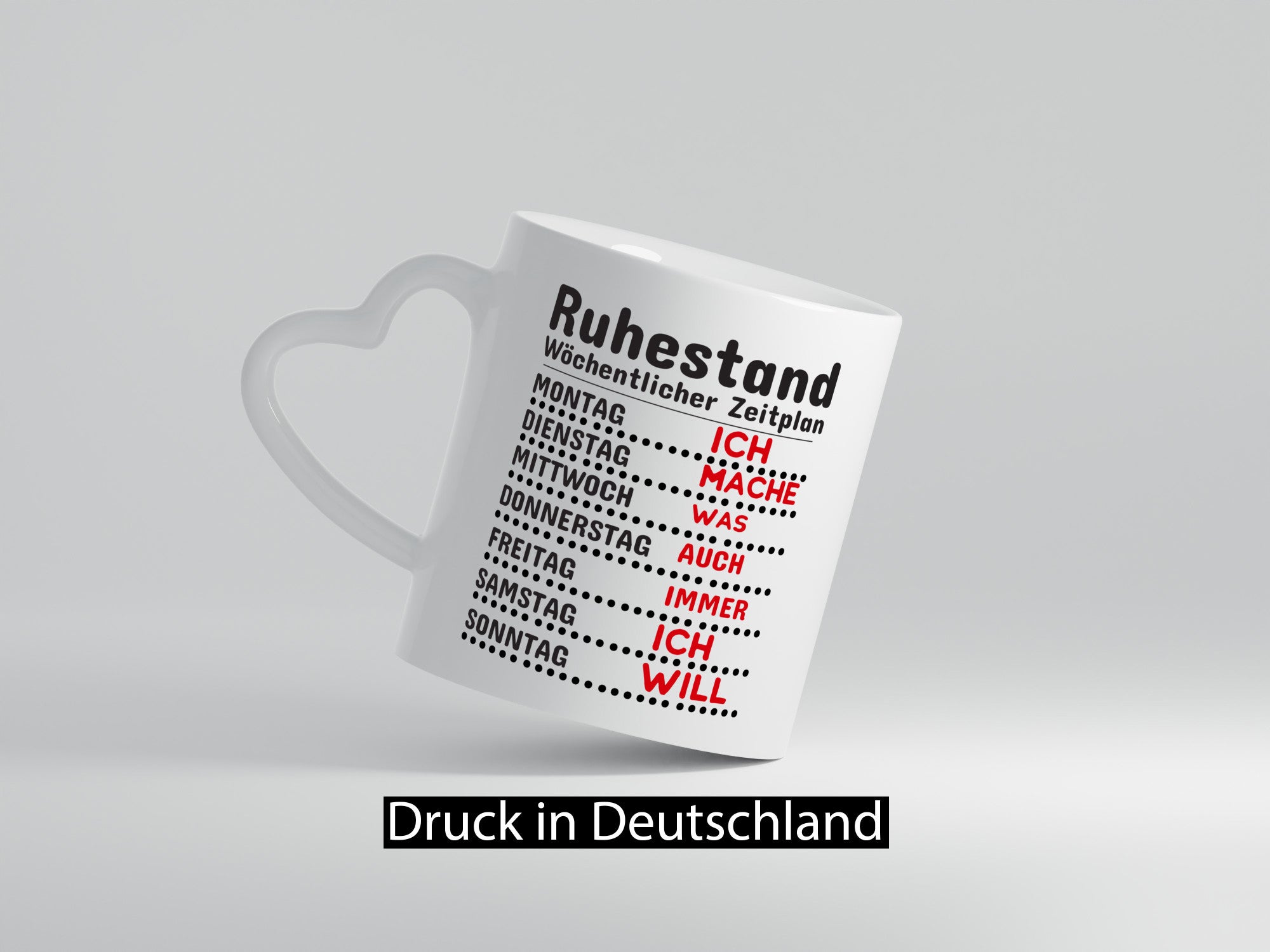 Rentner Zeitplan lustiger Spruch Geschenk Ruhestand Jubiläum Tasse