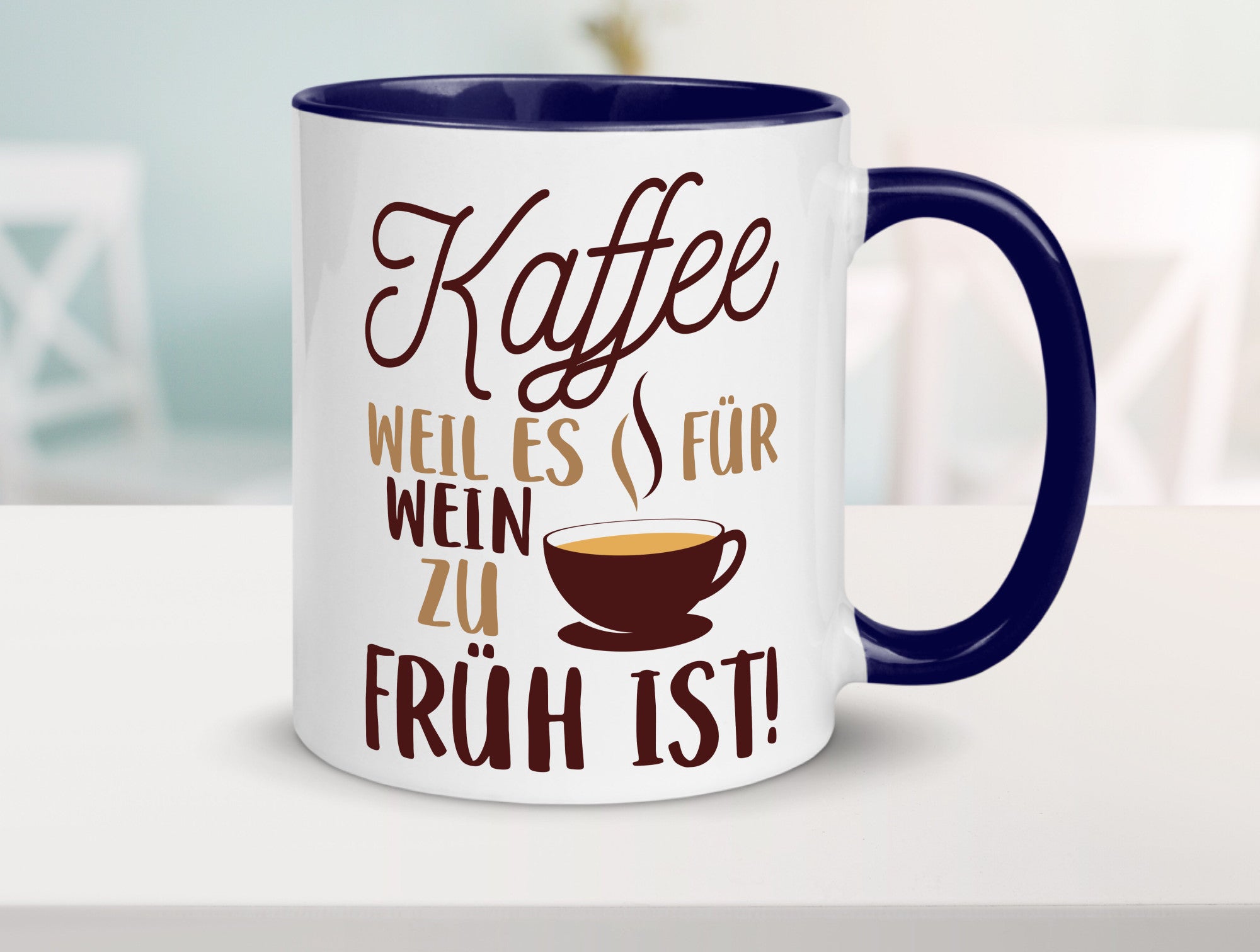 Weil es für Wein zu früh ist | Kaffeetrinker Herzschlag Humor Geschenkidee Tasse