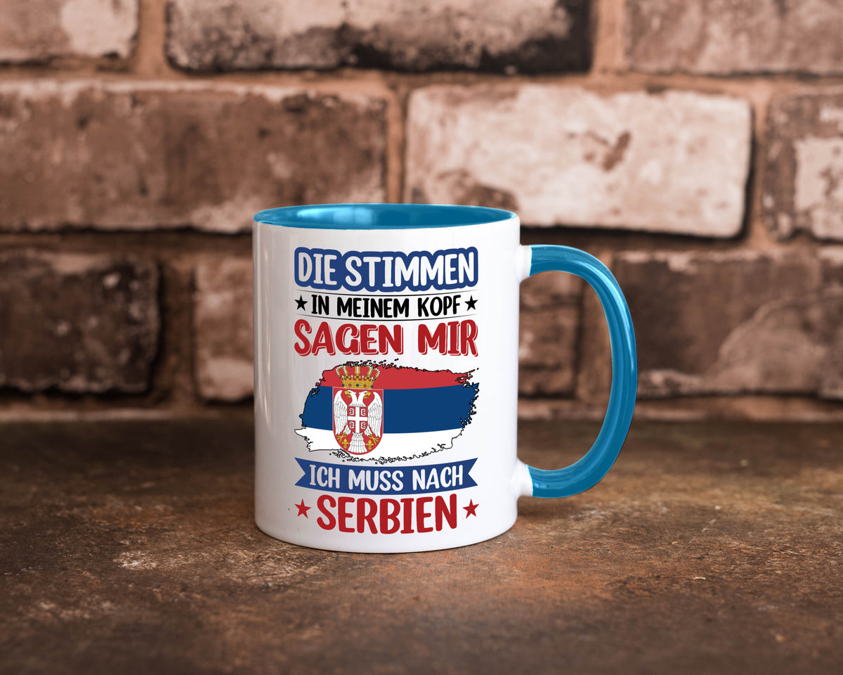 Serbien | Urlaub Stimmen in meinem Kopf Traumland v2 Geschenk Humor Tasse