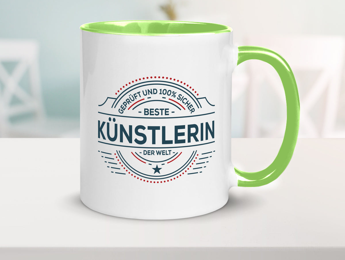 Geprüft und sicher: Künstlerin| Spruch lustig | Kunst Humor Geschenkidee Tasse