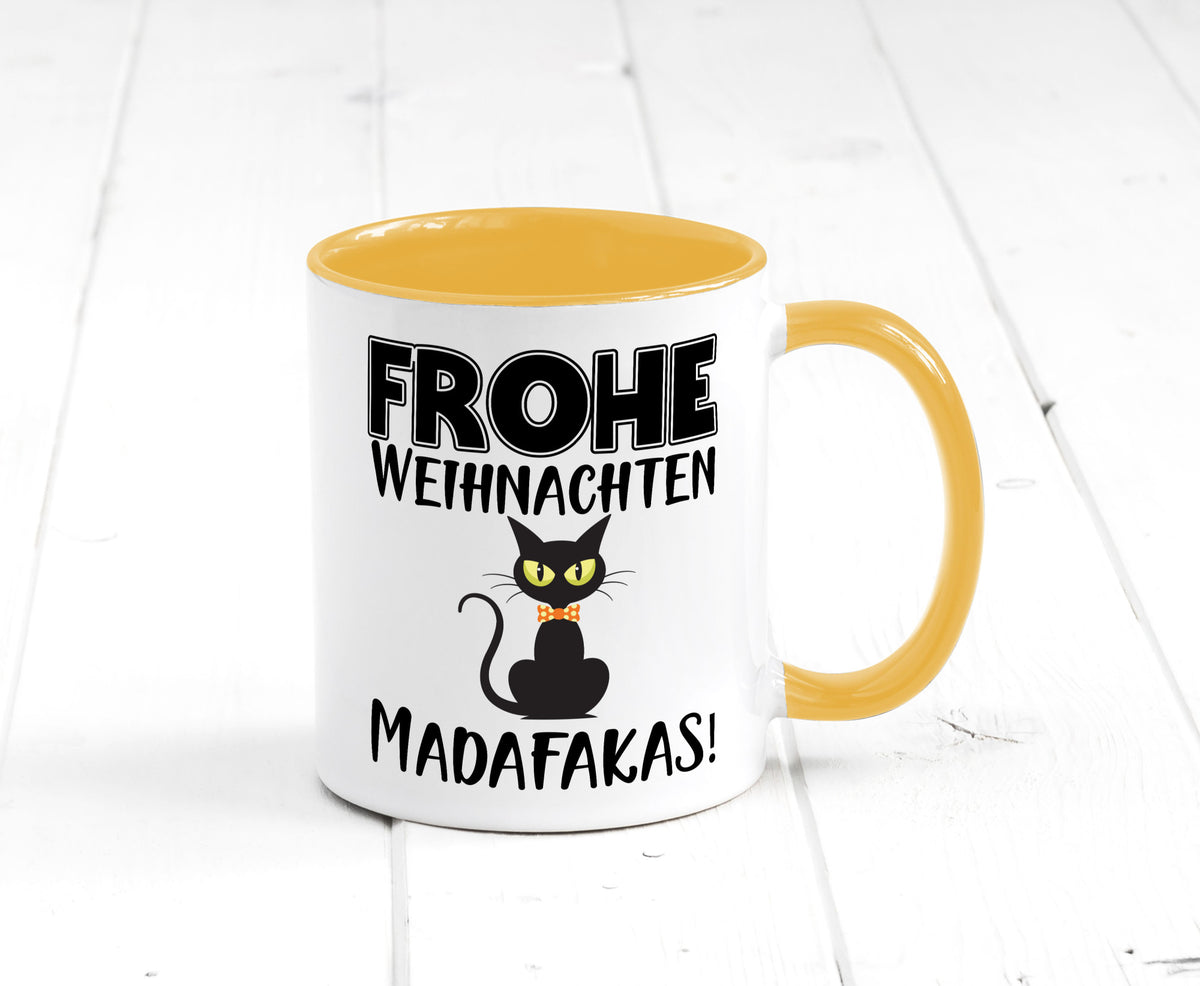 Frohe Weihnachten Madafakas! | Katze Tasse Vintage lustiger Spruch Geschenk