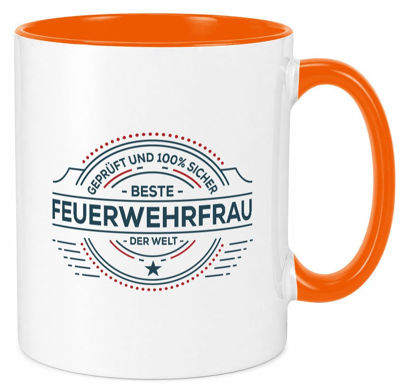 Geprüft und sicher: Feuerwehrfrau | Feuerwehr Humor Geschenkidee Tasse