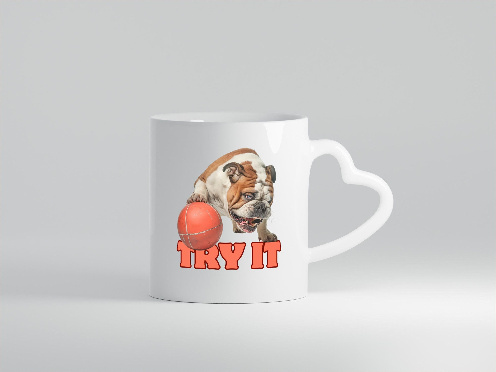 Try It | Versuch es Bulldogge mit Ball lustig Humor Geschenkidee Geschenk Tasse