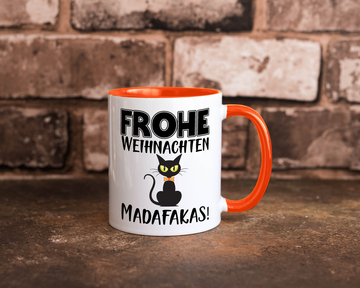 Frohe Weihnachten Madafakas! | Katze Tasse Vintage lustiger Spruch Geschenk