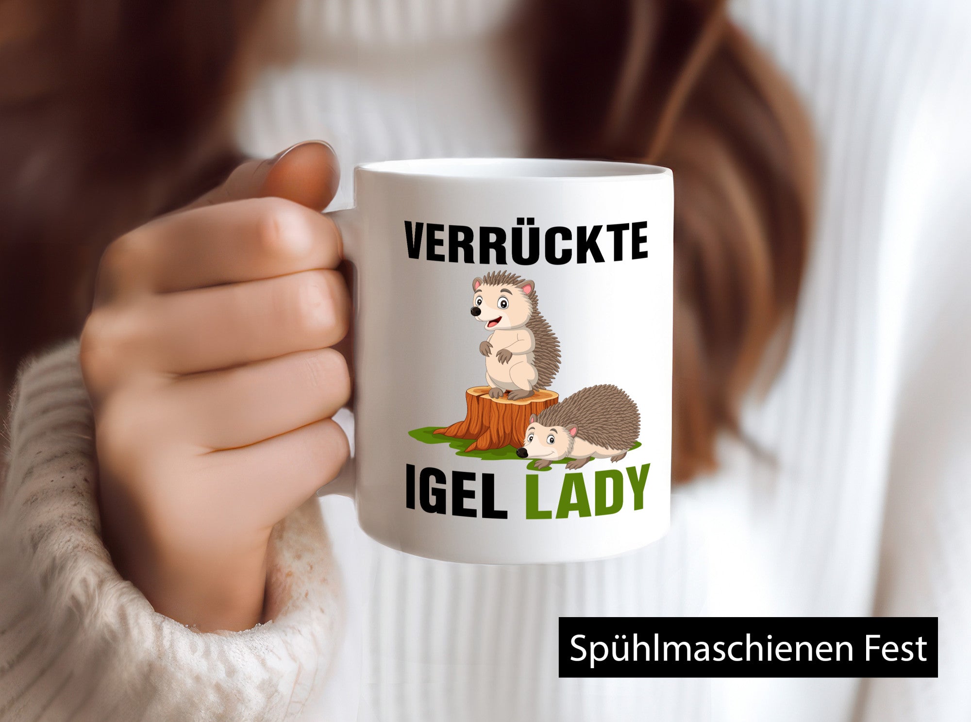 Verrückte Igel Lady | Geschenkidee Humor Tasse