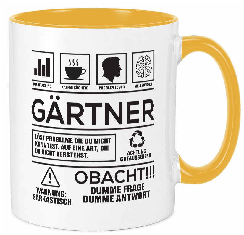 Achtung Probleme Gärtner | Gartenbau Geschenkidee Humor Tasse