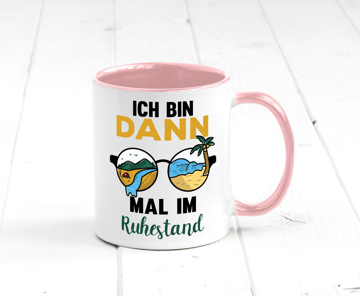 Bin dann mal im Ruhestand | Sonnenbrille Palme Meer lustig Jubiläum Geschenk Tasse