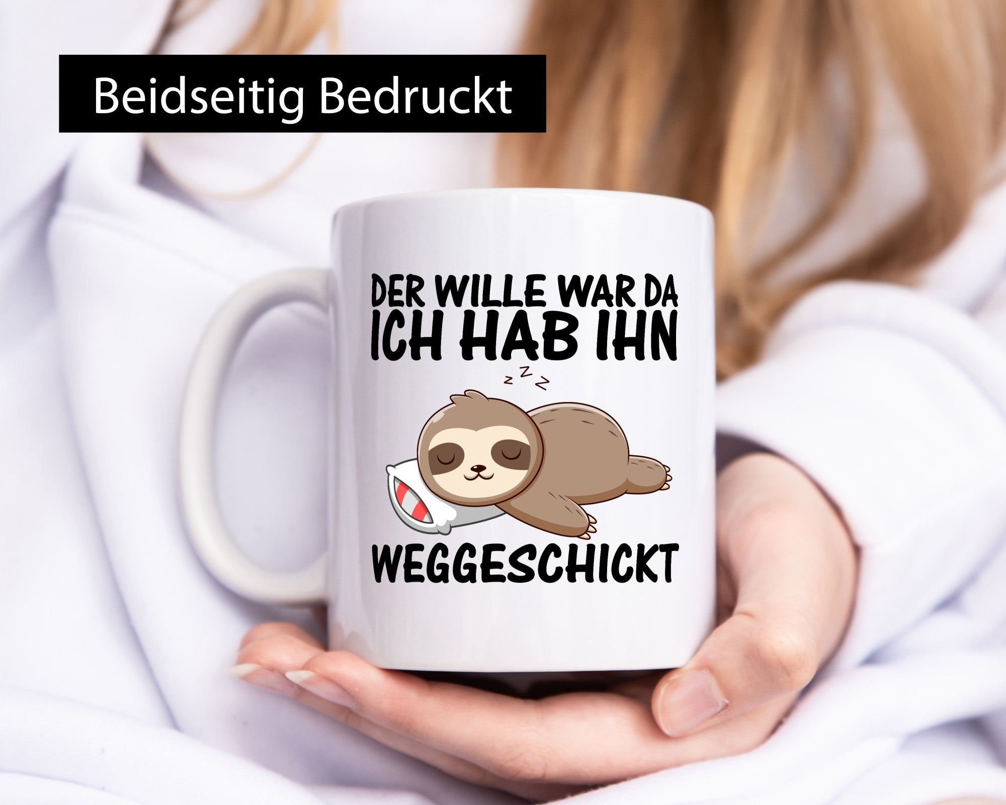 Der Wille war da | Faultier Faulpelz Schlafen Comic Humor Tierliebhaber