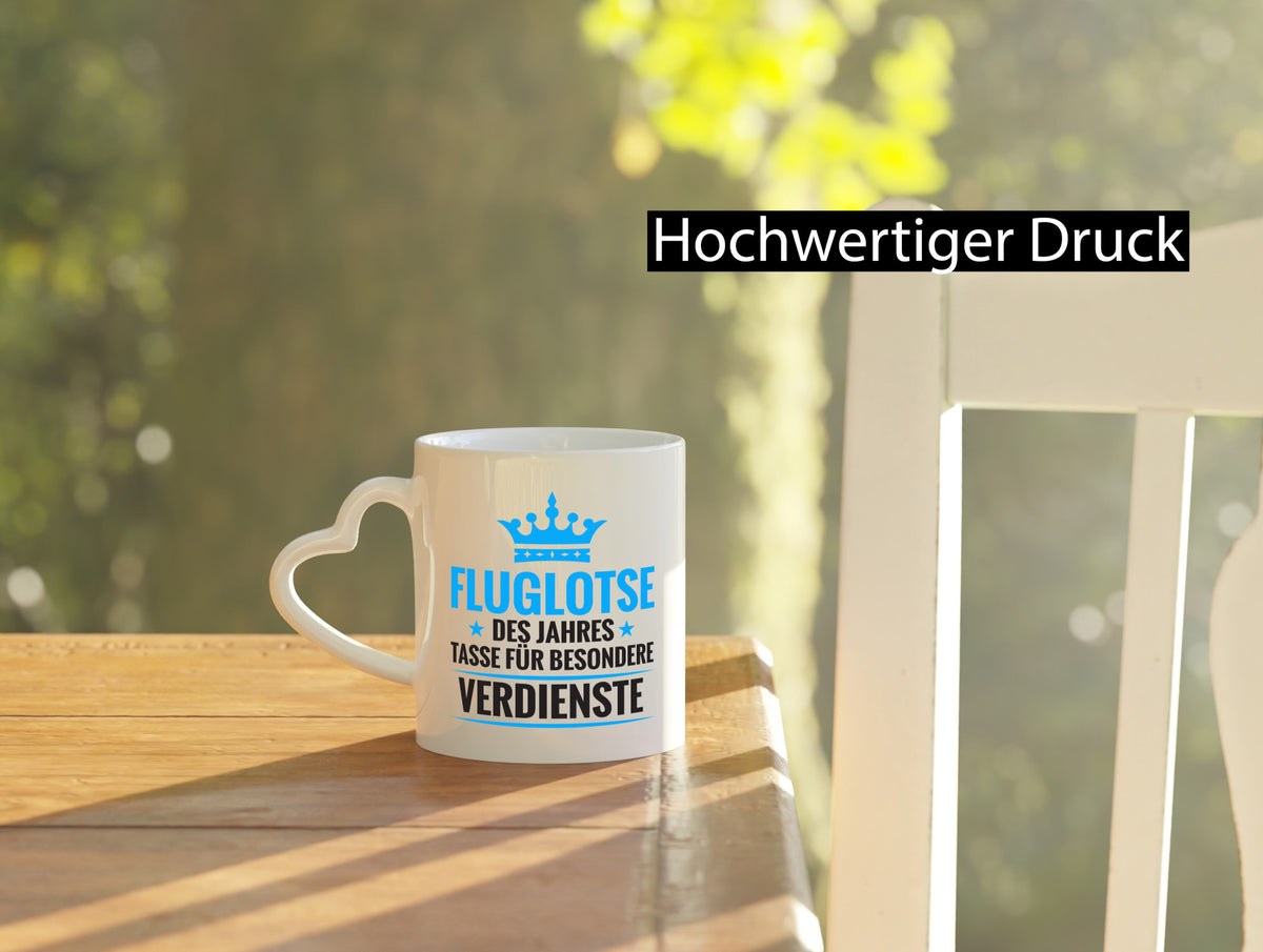 Besonderer Verdienst: Fluglotse | Flugverkehr Flughafen lustiger Spruch Tasse