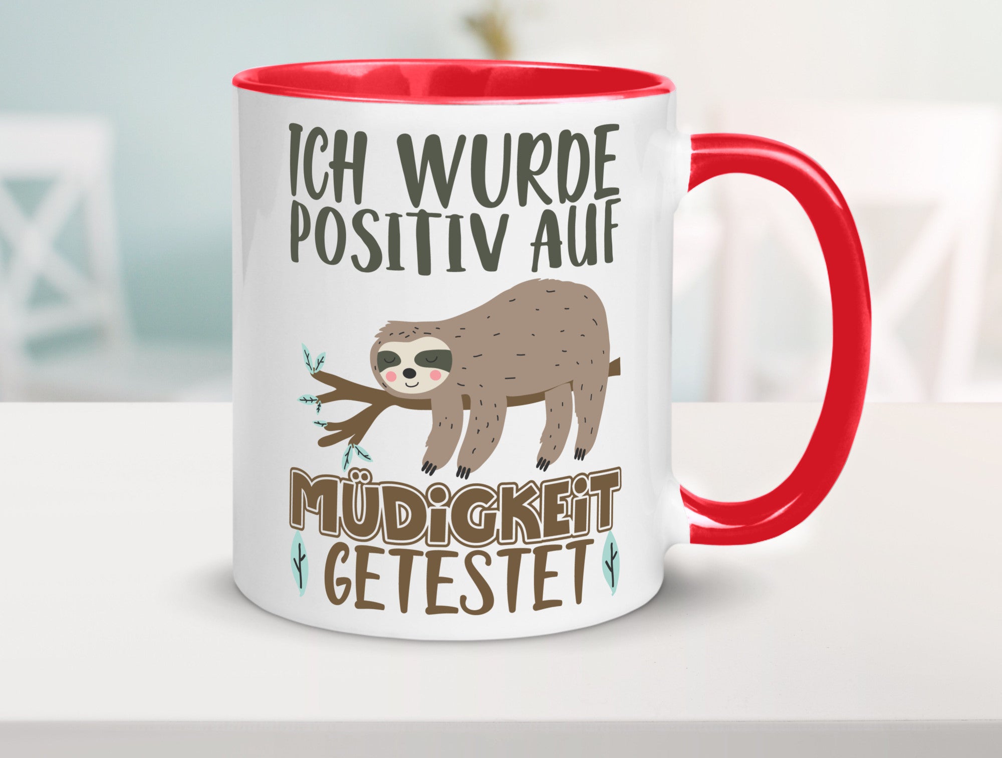 Positiv auf Müde getestet lustiger Spruch Geschenk Humor Geschenkidee Tasse