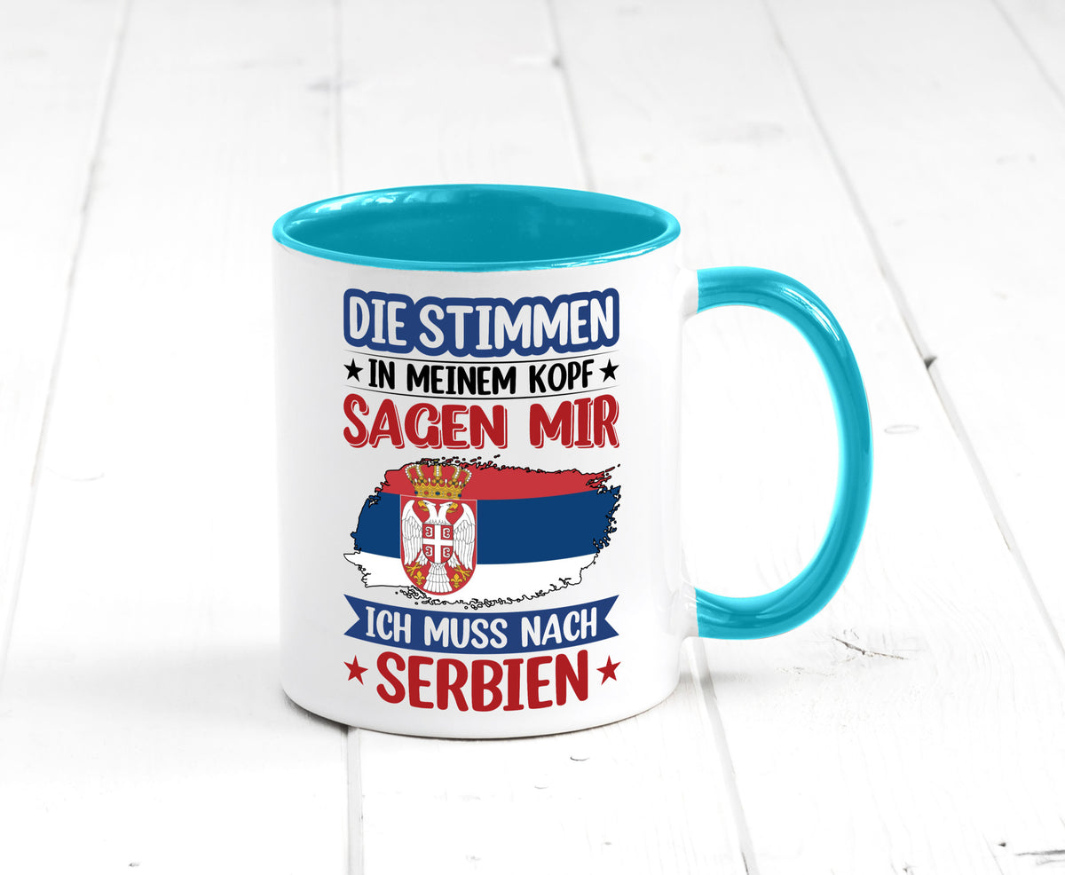 Serbien | Urlaub Stimmen in meinem Kopf Traumland v2 Geschenk Humor Tasse