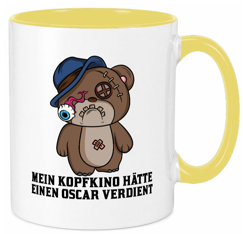 Mein Kopfkino hätte Oscar verdient | kaputter Bär Comic lustiger Spruch Tasse