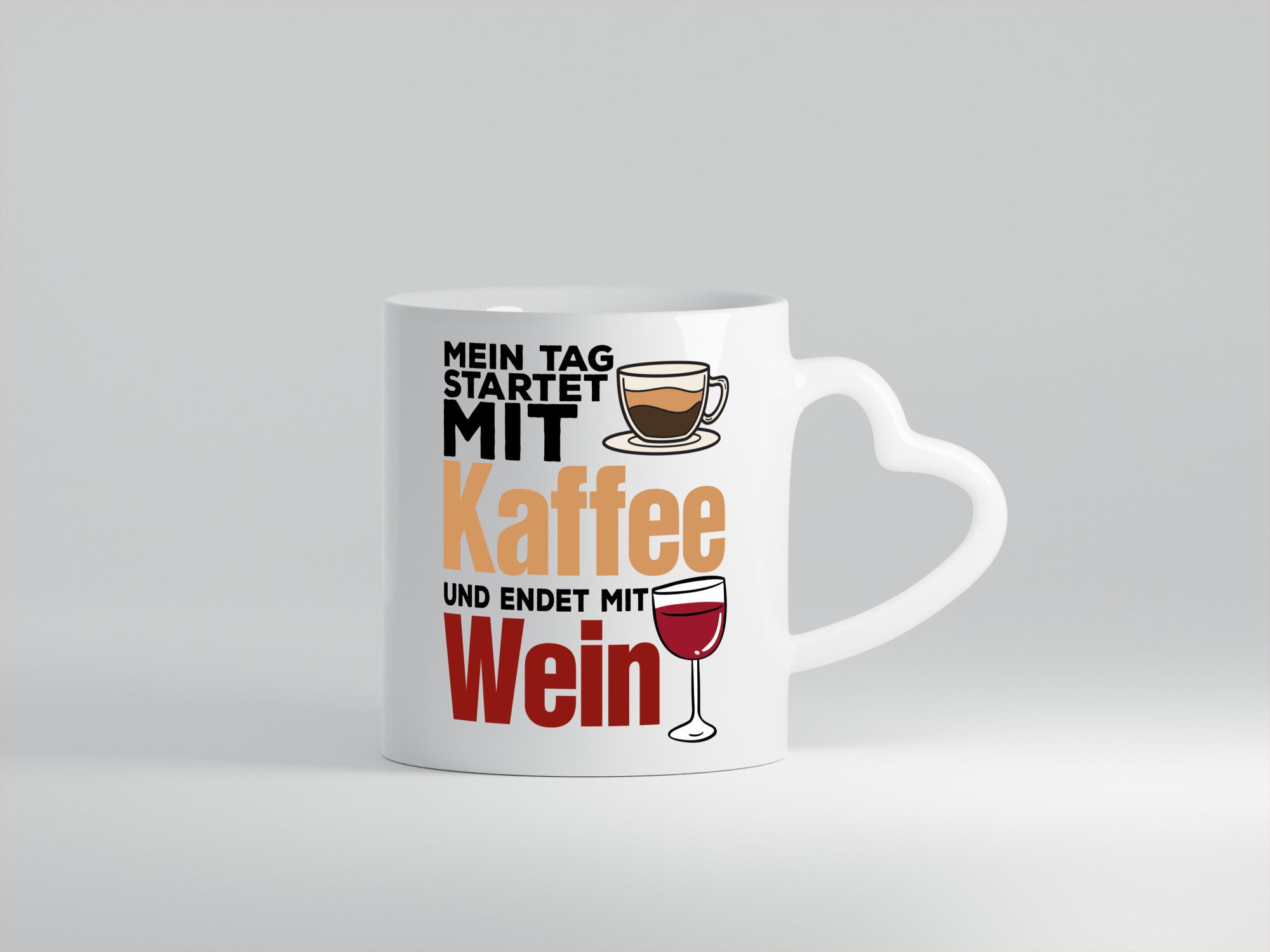 Kaffee und Wein | Kaffeetrinker Tasse Weintrinker Humor Geschenkidee