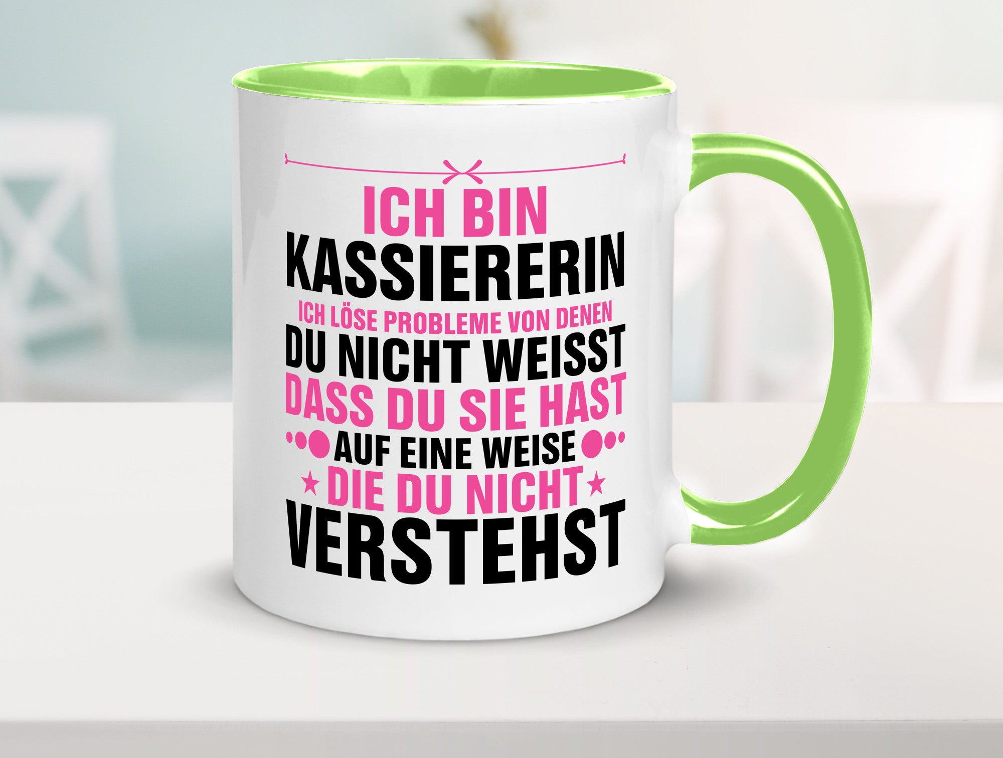 Löse Probleme: Kassiererin v2 lustiger Spruch Geschenk Humor Geschenkidee Tasse