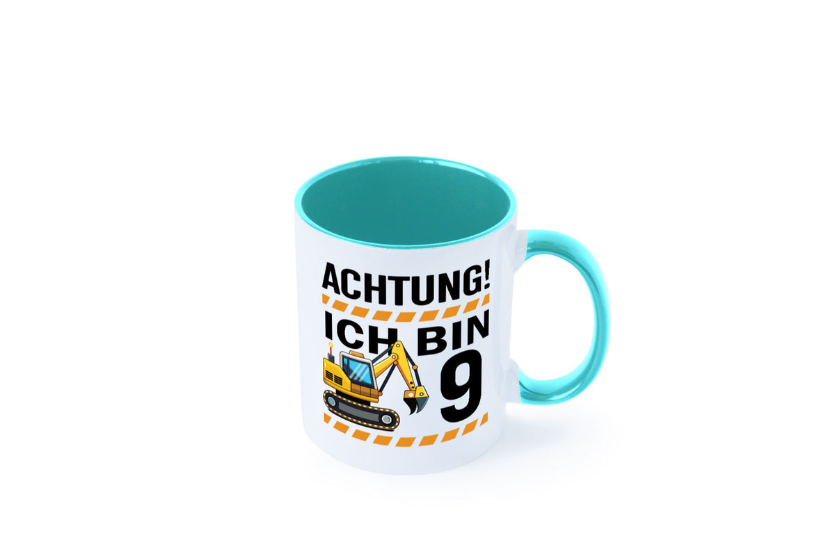9 Geburtstag Ich bin | Bagger Junge lustiger Spruch Geschenk Geschenkidee Tasse