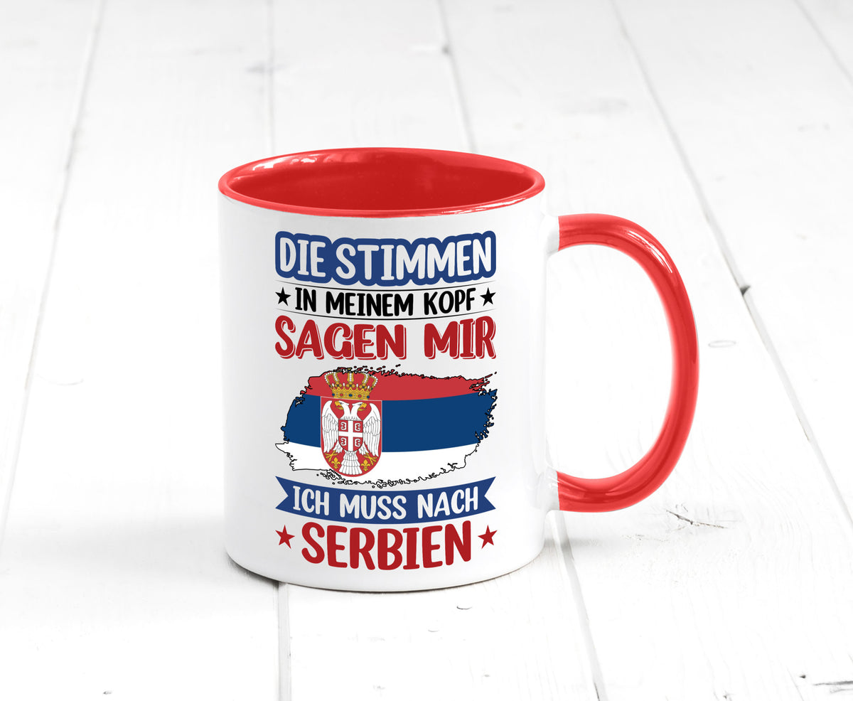 Serbien | Urlaub Stimmen in meinem Kopf Traumland v2 Geschenk Humor Tasse