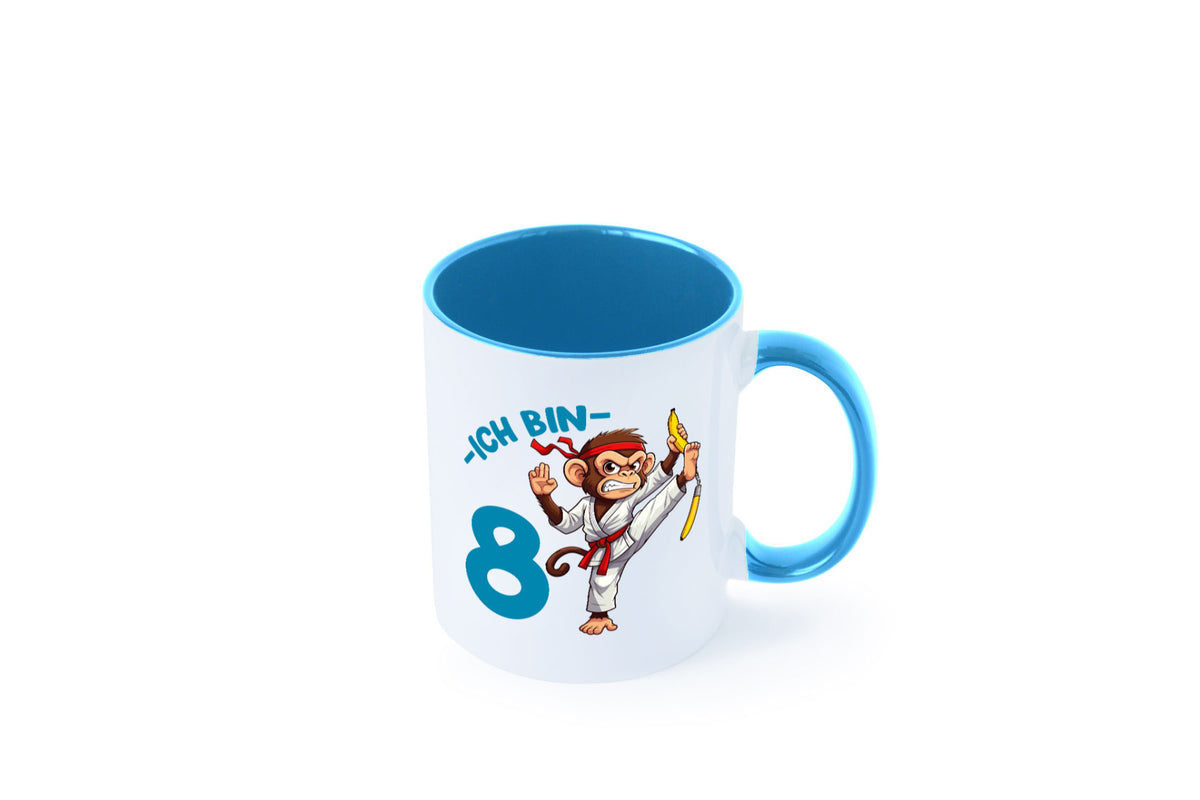 Ich bin 8 | 8. Geburtstag Karate Kampfsport Affe lustiger Spruch Geschenk Tasse