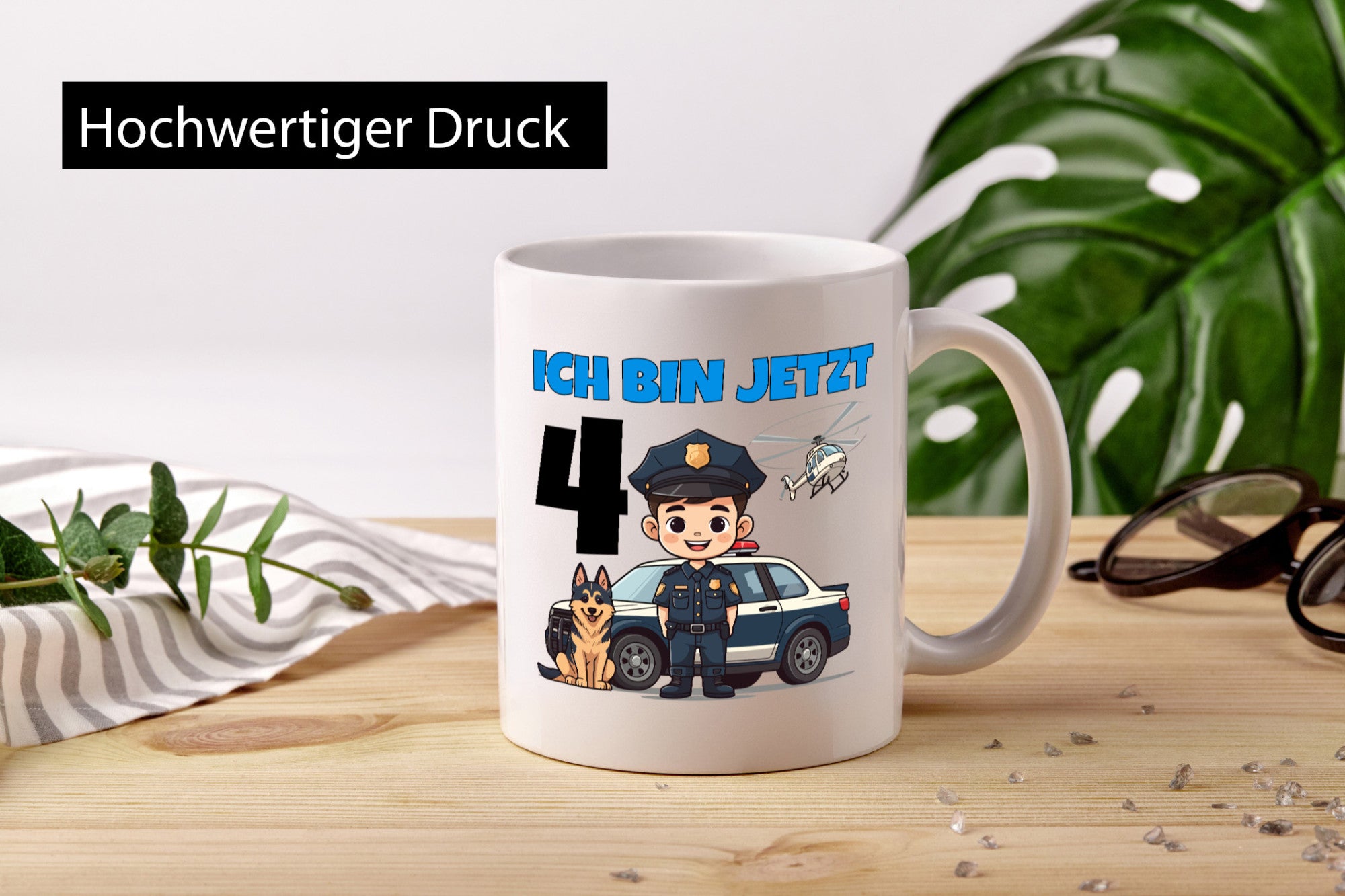4. Geburtstag | 4 Jahre Polizei Kind Polizeiauto Humor Geschenkidee Tasse