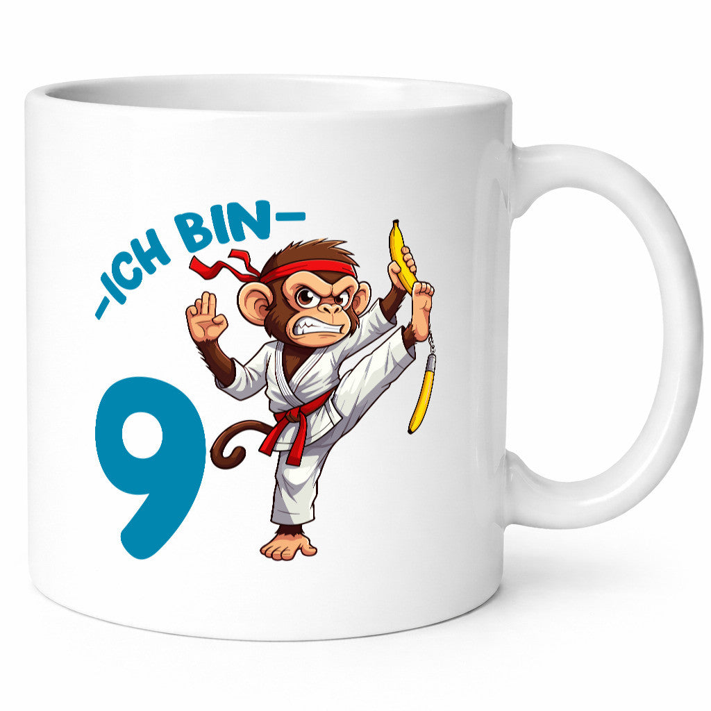 Ich bin 9 | 9. Geburtstag Karate Kampfsport Affe Geschenkidee Humor Tasse
