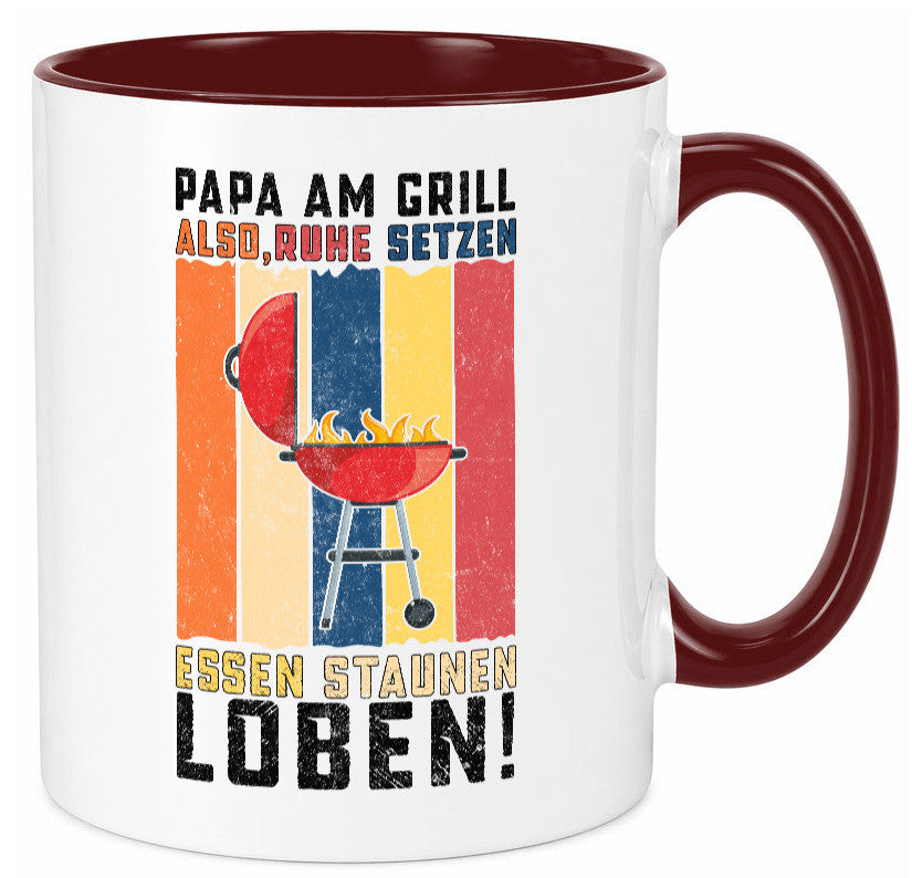 Papa am Grill | Grillmeister BBQ Grillabend v2 Geschenkidee Humor Tasse