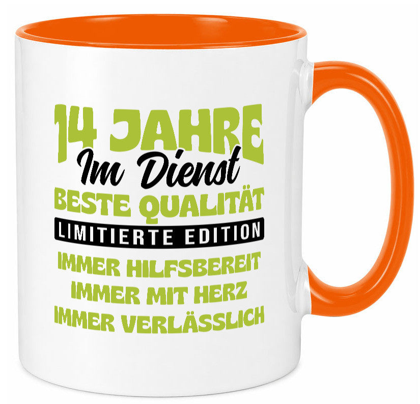 14 Jahre im Dienst | Jubiläum Arbeit v4 Geschenkidee Kollegen Büro Humor Tasse