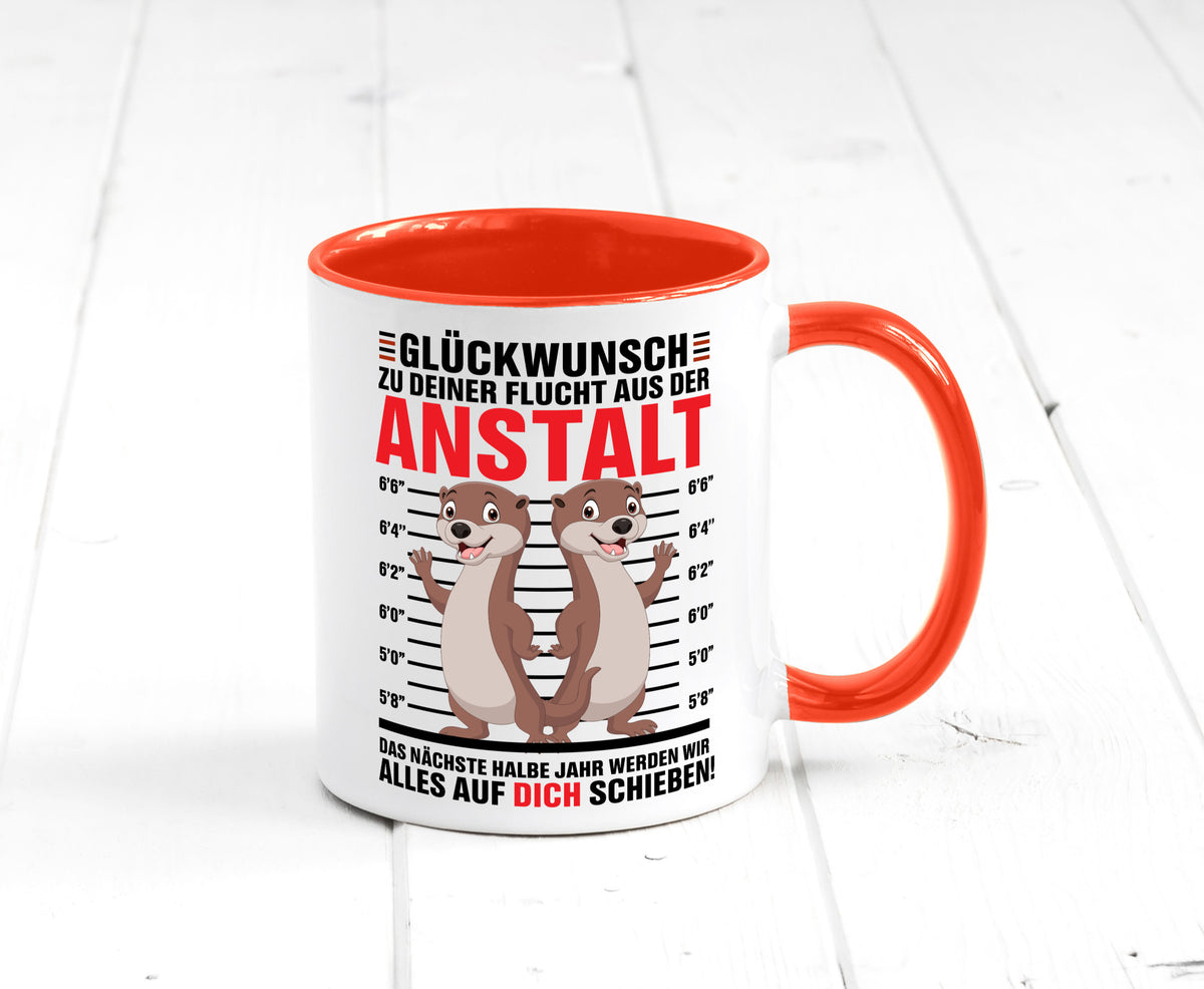 Glückwunch zur Flucht | Jobwechsel Arbeitskollegen Geschenk Arbeit Kollegen Tasse