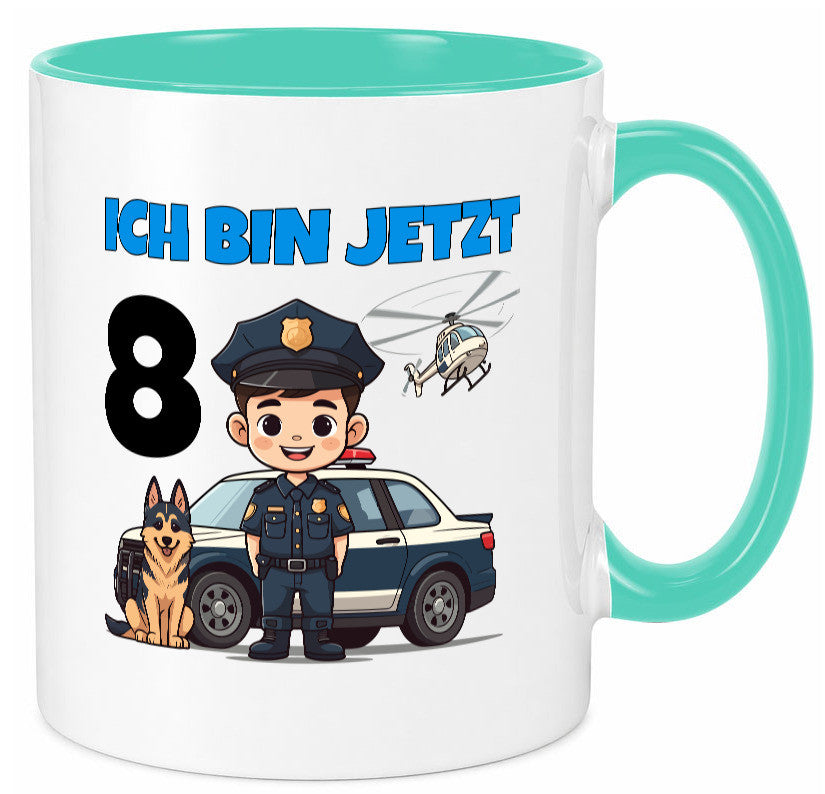 8. Geburtstag | 8 Jahre Polizei Kind Polizeiauto lustig Geschenkidee Geschenk Tasse