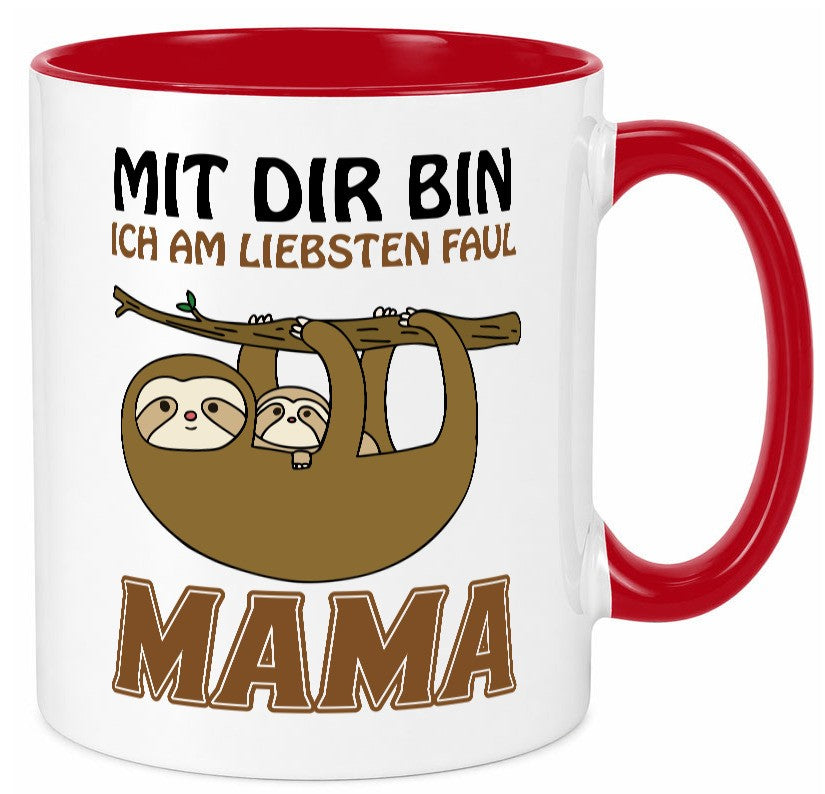 Faultiermama lustig Familie Geschenkidee Geschenk Tasse