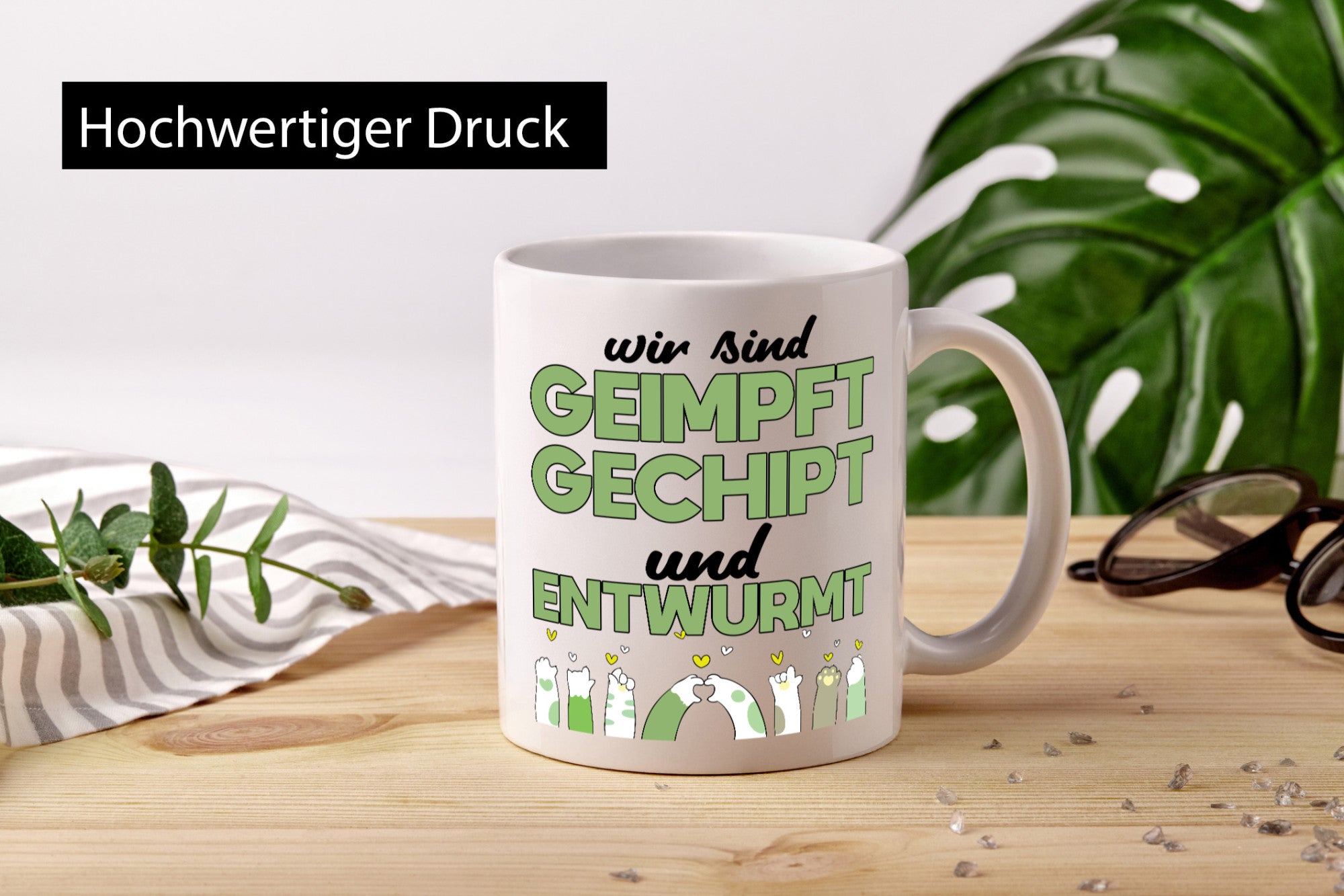 Geimpft, gechipt und entwurmt | Tierbeine Pfoten lustiger Spruch Geschenk