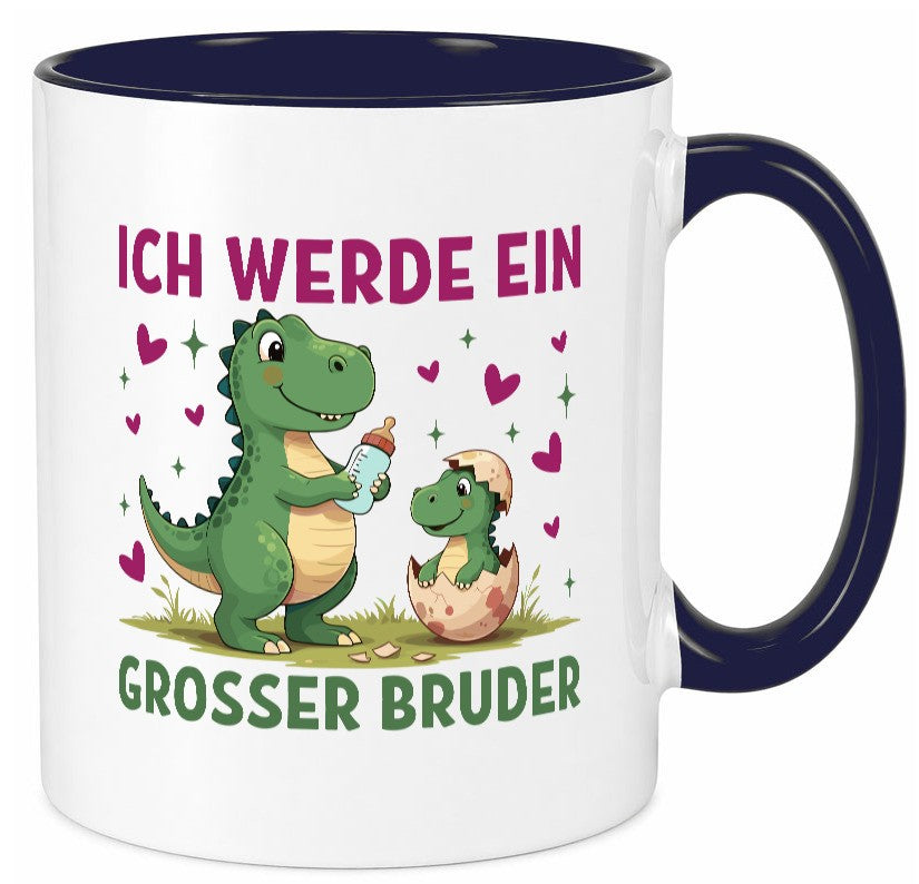 Ich werde ein Großer Bruder | Dino Dinosaurier lustiger Spruch Geschenk Humor Tasse