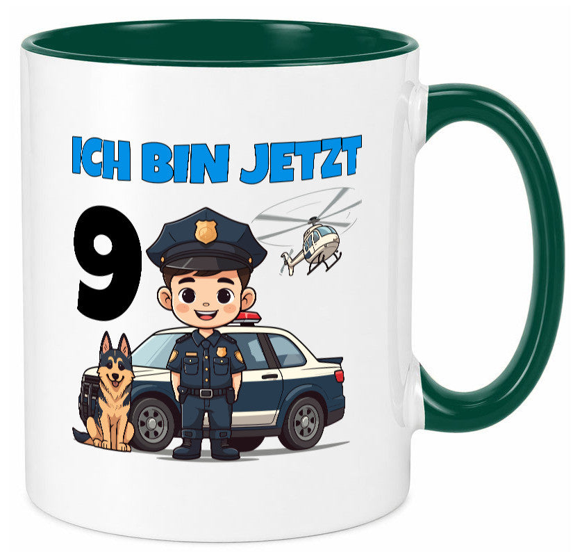 9. Geburtstag | 9 Jahre Polizei Kind Polizeiauto lustig Geschenkidee Geschenk Tasse