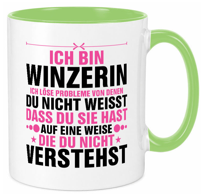 Löse Probleme: Winzerin | Weinbauer Wein Humor Geschenkidee Tasse