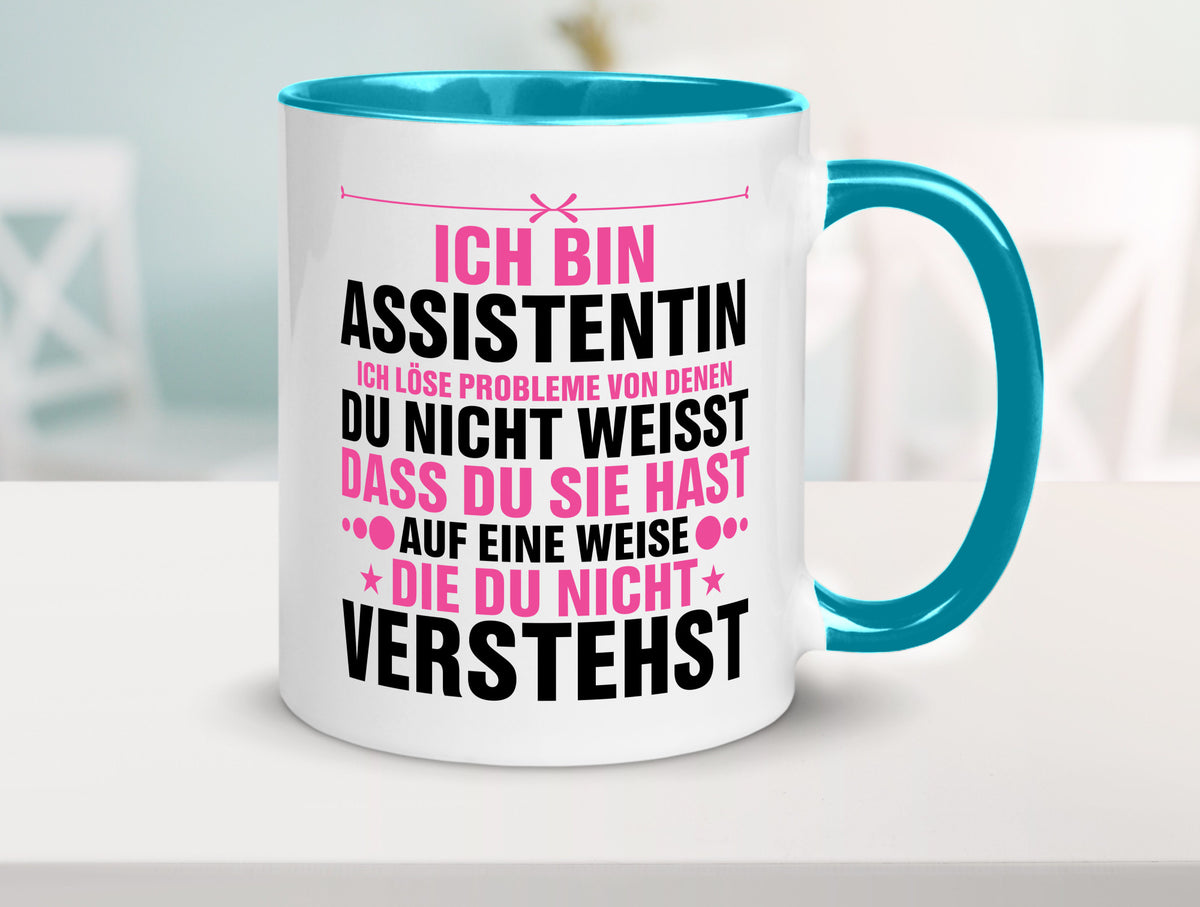 Löse Probleme: Assistentin | Assistenz Hilfskraft lustig Humor Geschenkidee Tasse