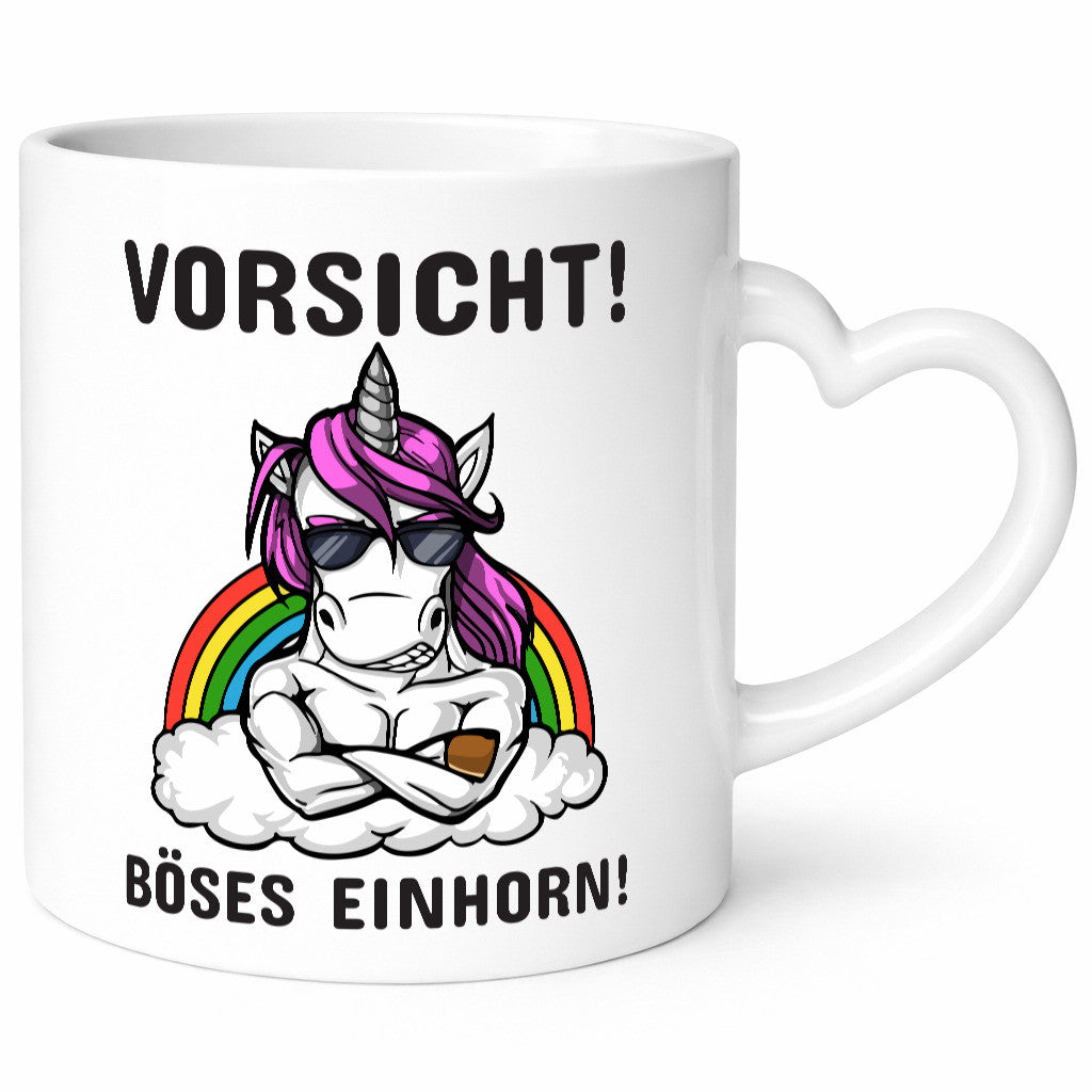 Vorsicht! Böses Einhorn | Spruchtasse mit Motiv Geschenk Humor Geschenkidee