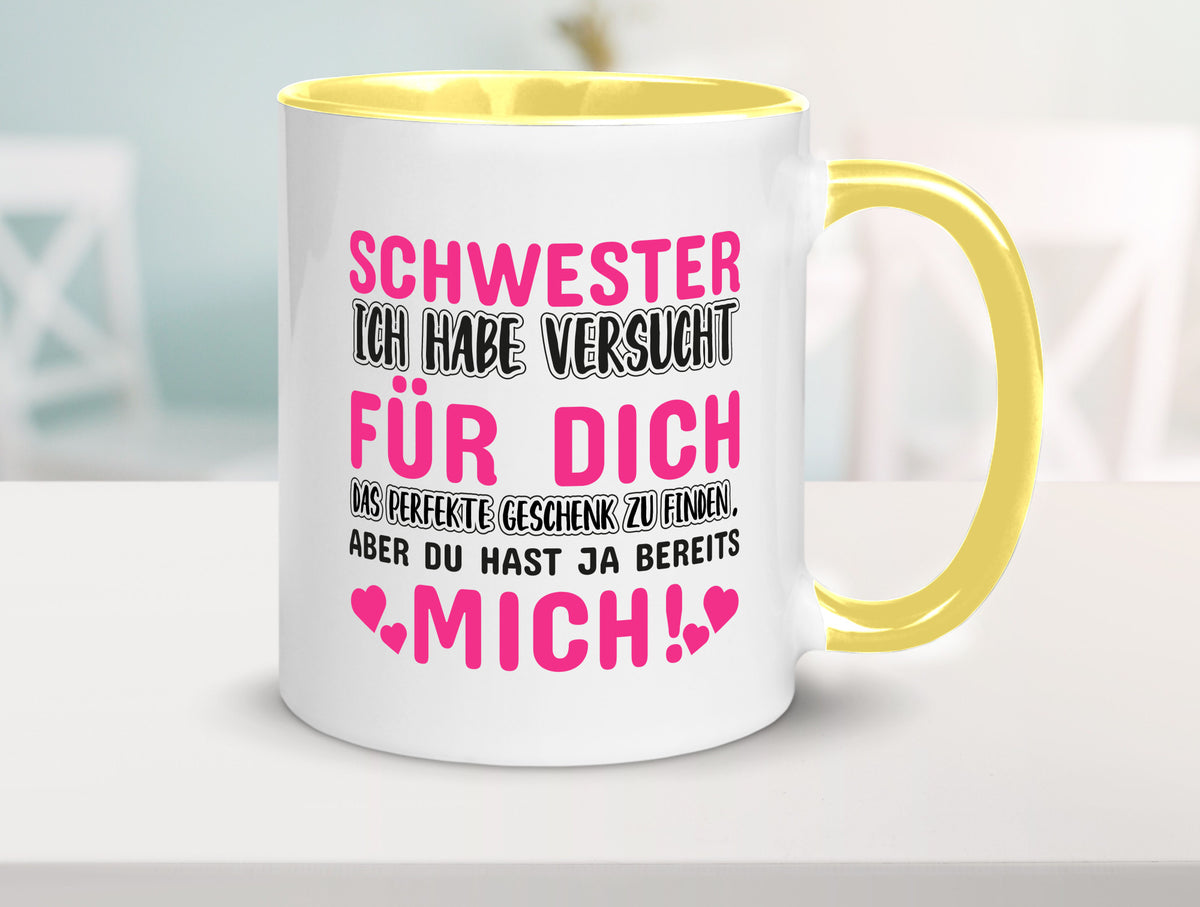 Schwester Tasse | lustiger Spruch Geschwisterliebe v2 Humor Geschenkidee