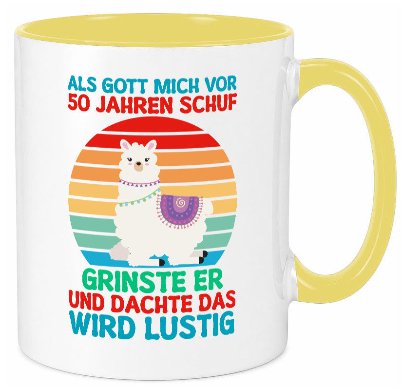 50. Geburtstag | 50 Jahre Gut Schuf mich Lama v2 Humor Geschenkidee Tasse