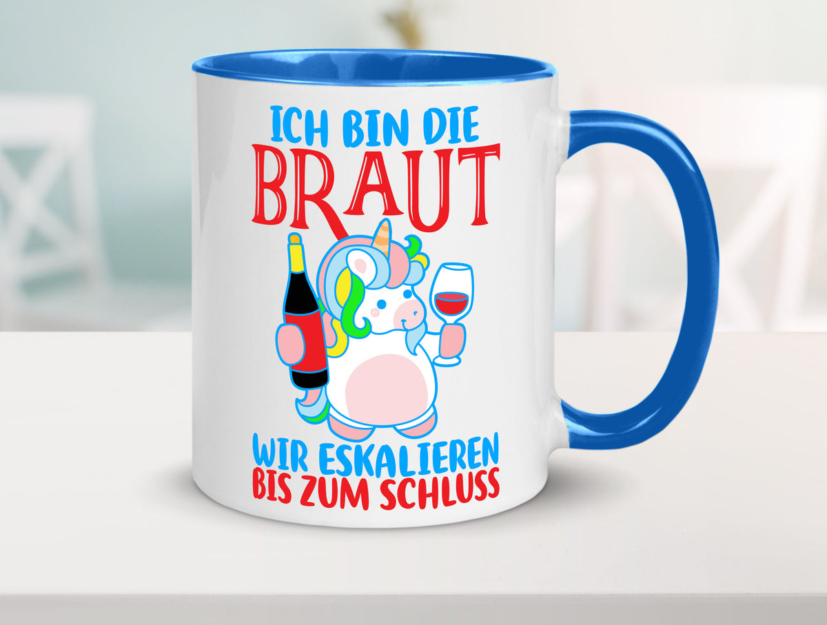 Junggesellinnenabschied | JGA Braut Einhorn Eskalation v2 lustig Humor Tasse