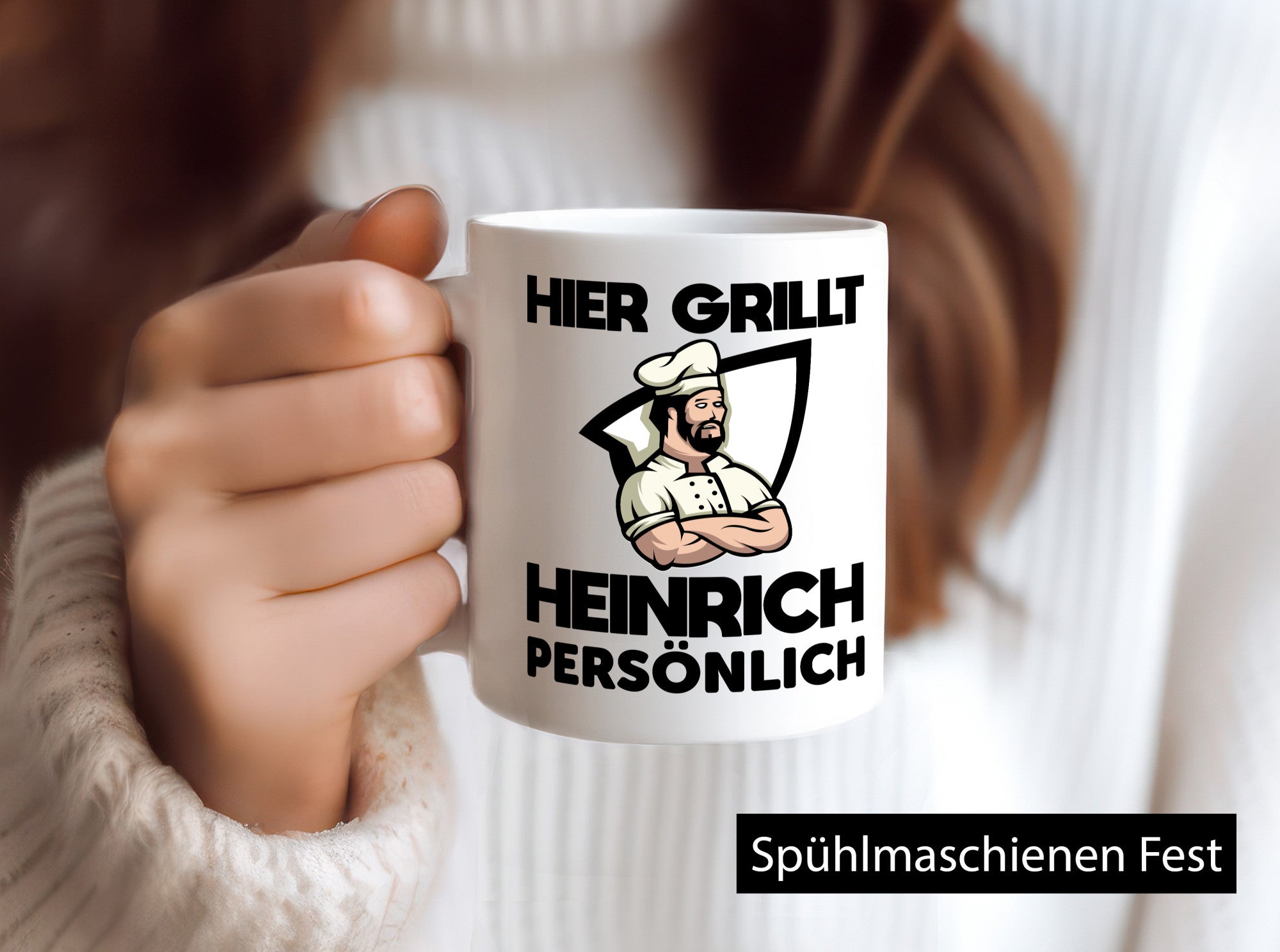 Hier Grillt Heinrich Persönlich | Grillmeister Geschenk Humor Geschenkidee