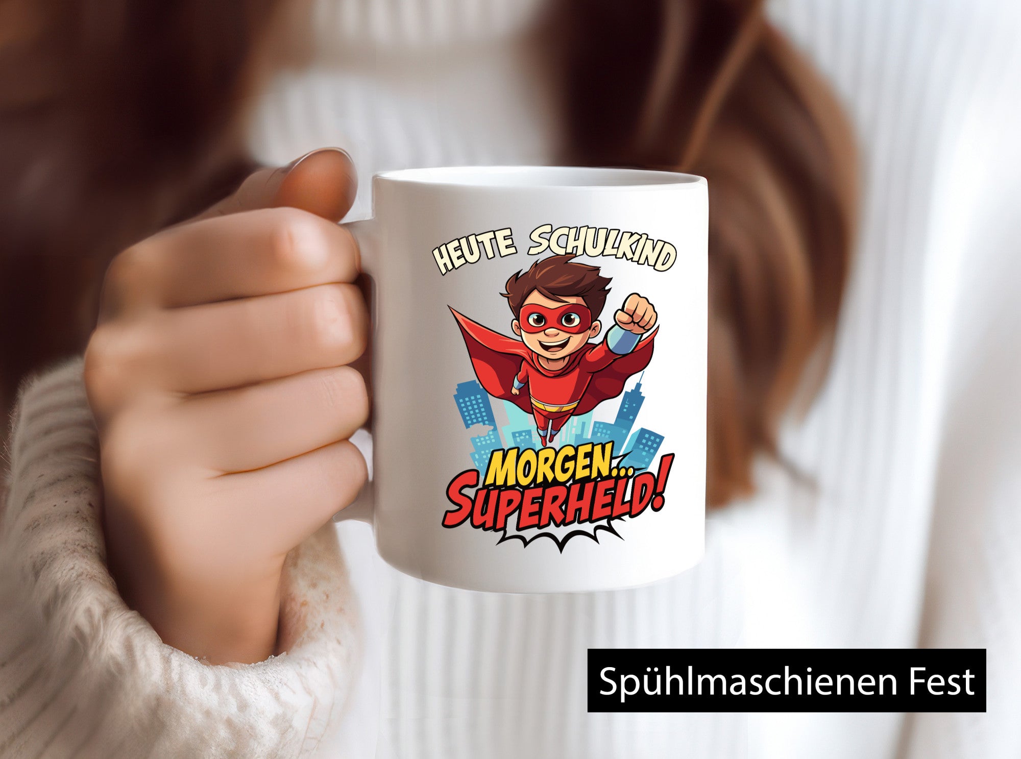Heute Schulkind morgen Superheld | Einschulung lustiger Spruch Geschenk Humor