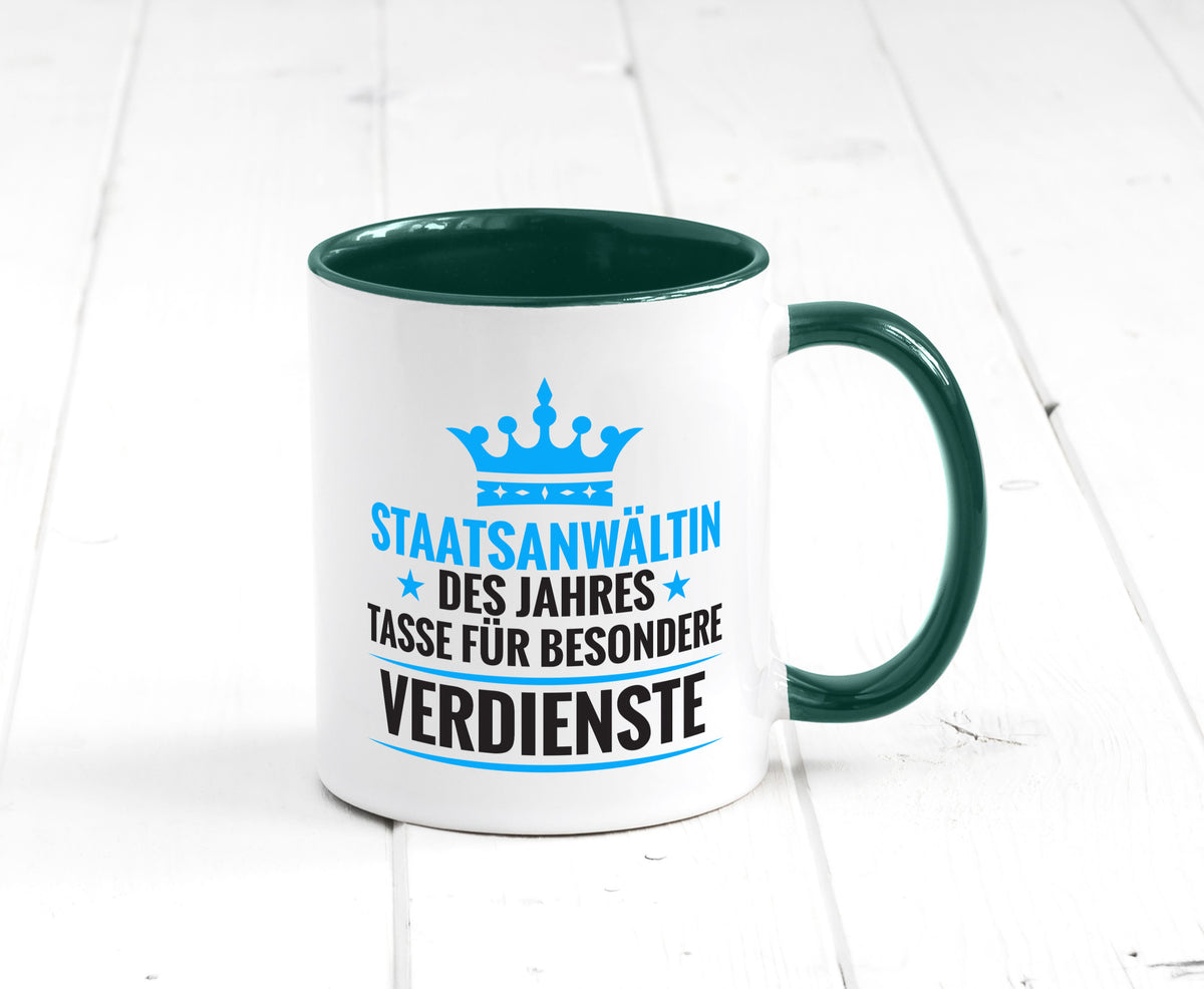 Besonderer Verdienst: Staatsanwältin | Anwältin lustiger Spruch Geschenk Humor Tasse