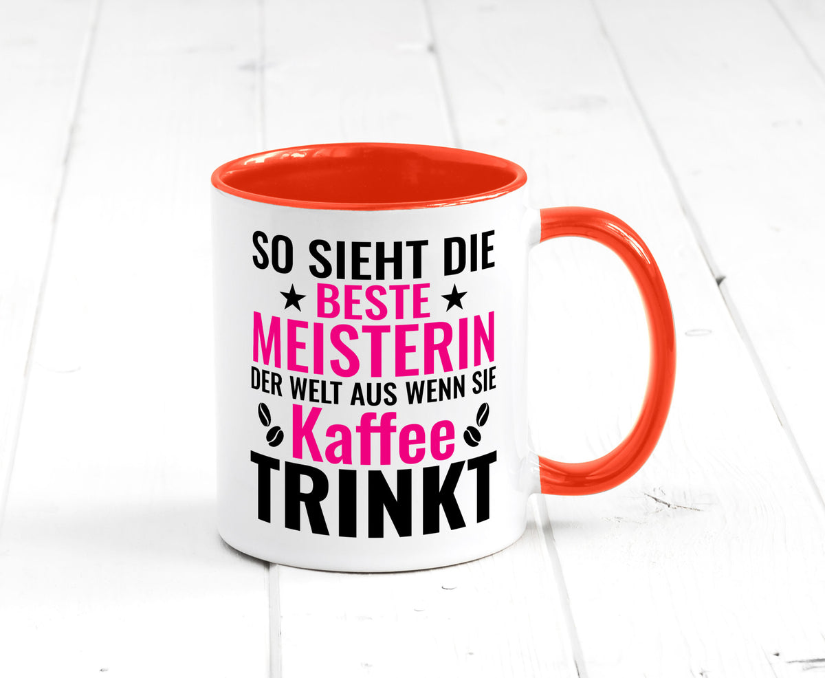 Kaffee trinkt: Meisterin | Meisterbrief Humor Geschenkidee Tasse