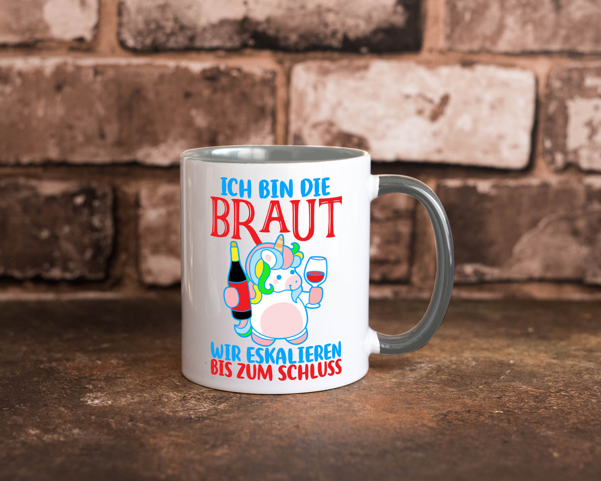 Junggesellinnenabschied | JGA Braut Einhorn Eskalation v2 lustig Humor Tasse