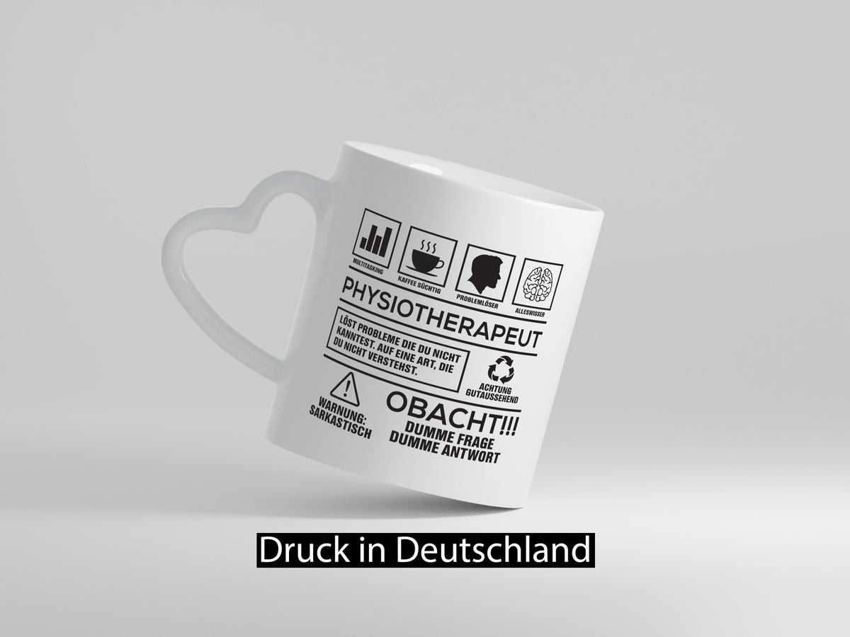 Achtung Probleme Physiotherapeut v2 Geschenkidee Humor Tasse