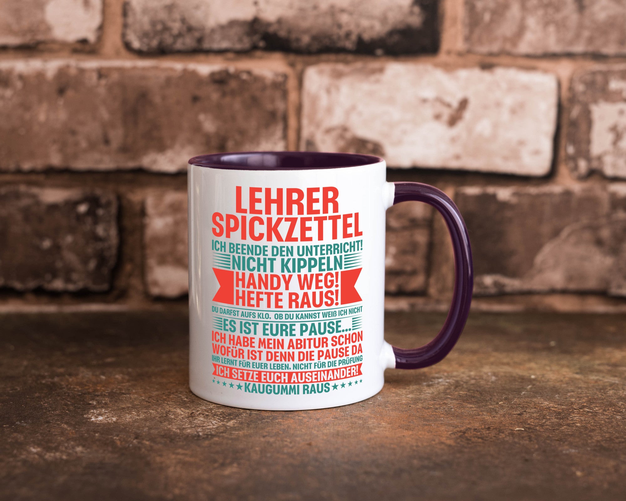 Lehrer Spickzettel | Beruf Tasse lustiger Spruch vl4 lustig Arbeit Kollegen
