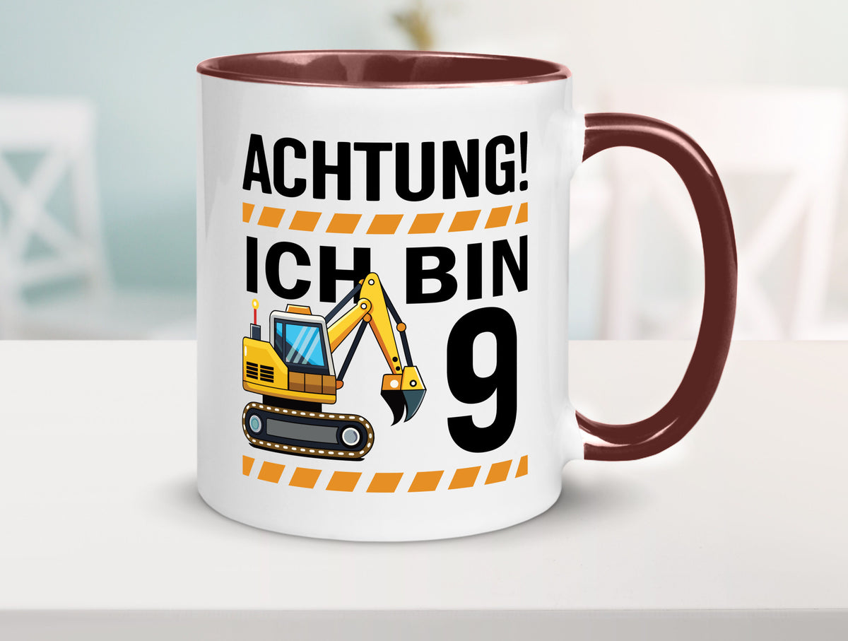 9 Geburtstag Ich bin | Bagger Junge lustiger Spruch Geschenk Geschenkidee Tasse
