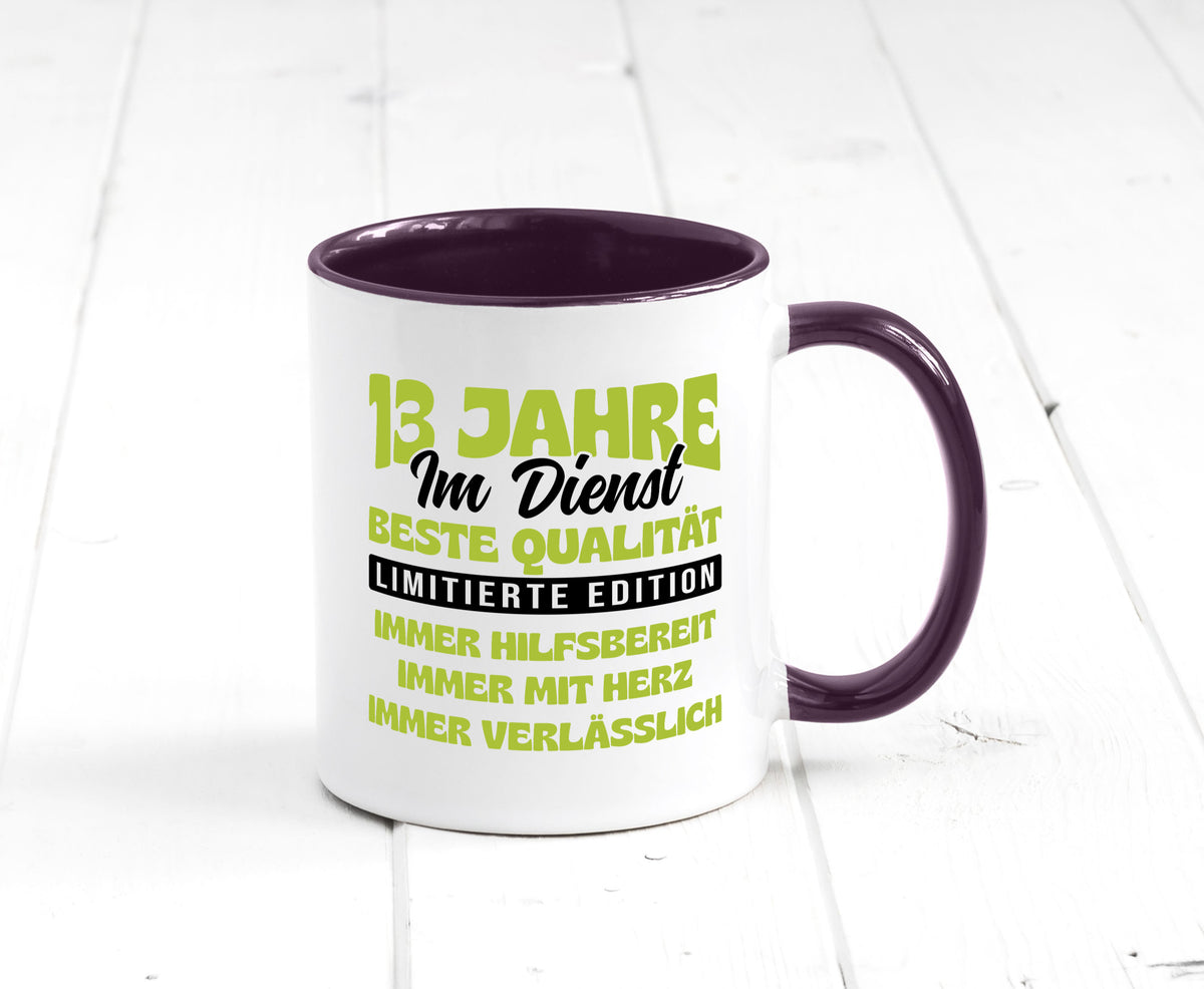 13 Jahre im Dienst | Jubiläum Arbeit v4 lustig Kollegen Büro Geschenk Tasse