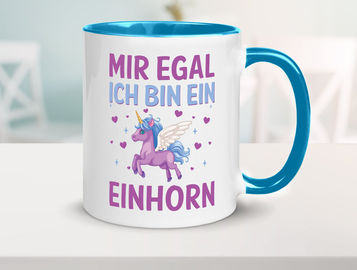 Mir egal, ich bin ein Einhorn| Herzen Geschenkidee Humor Tasse